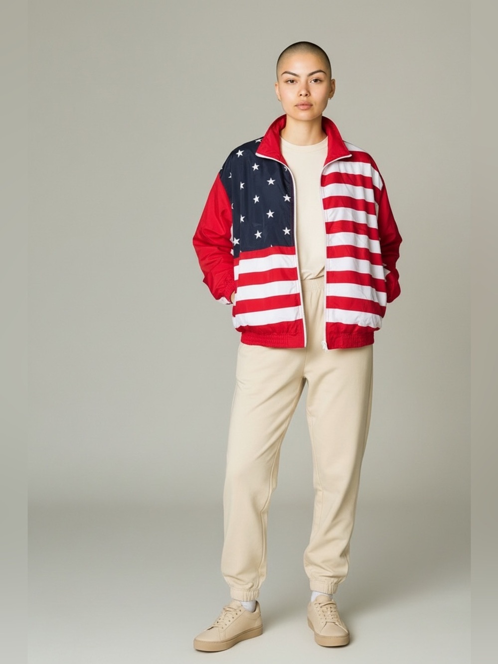 vintage Active Horizon USA flag windbreaker jacket